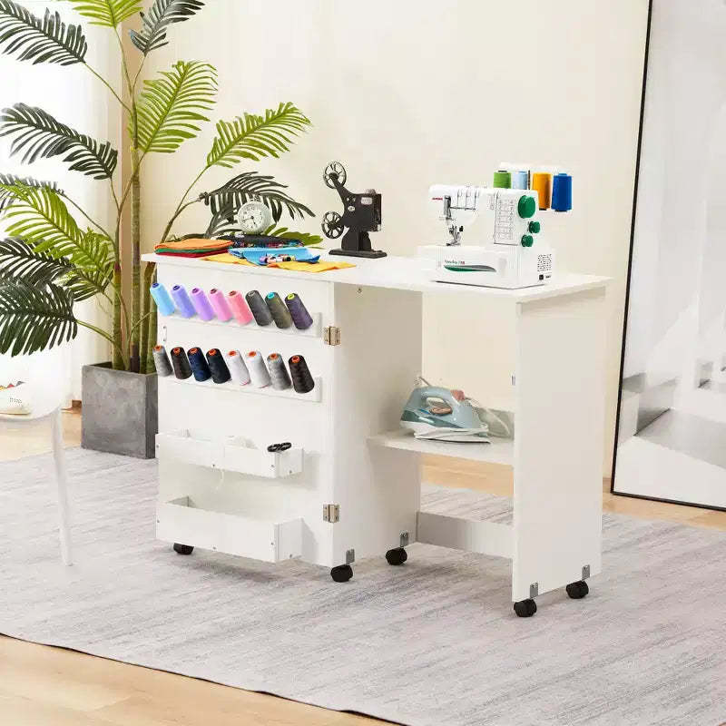 Erommy folding Table with Storage Shelf