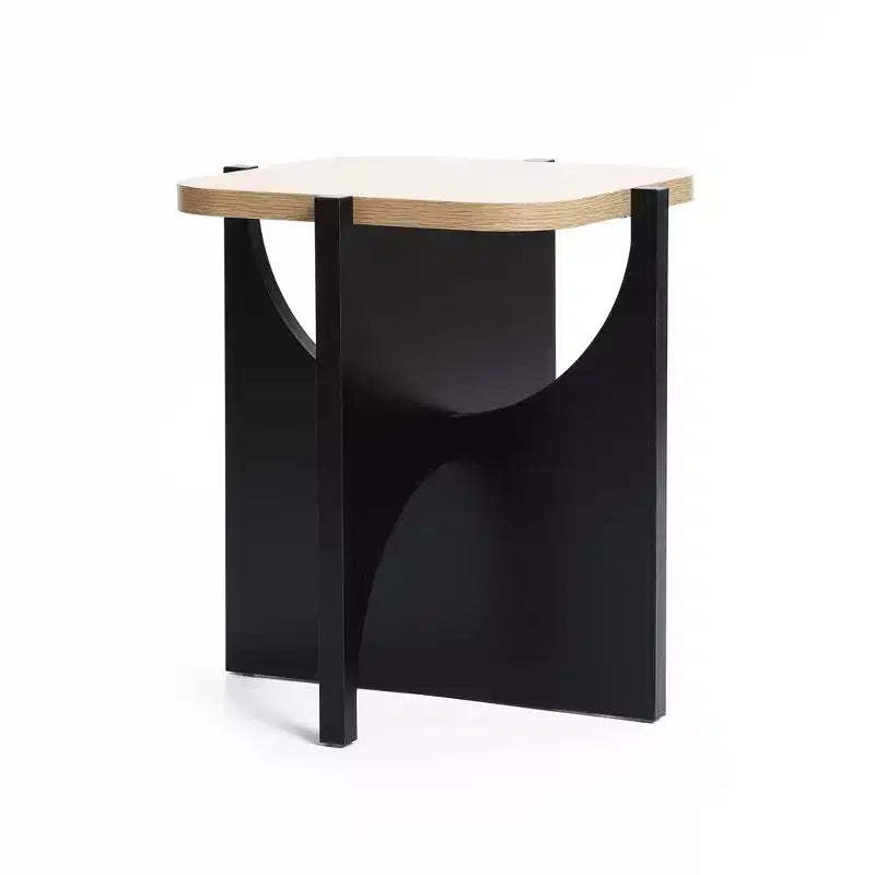 LuxenHome 19.3 Modern Square Side Table, Black End Table with Natural Wood Top, Side Table for Living Room