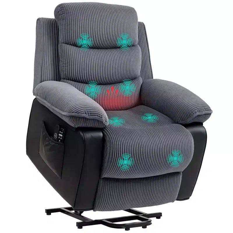 HOMCOM Power Lift Recliner Chair with Massage and Heat, Electric Lift Chair with Remote Controllers and Side Pockets, Gray