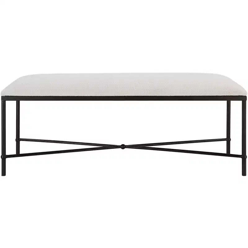 Uttermost Avenham 50 1/2 Wide White Fabric Accent Bench