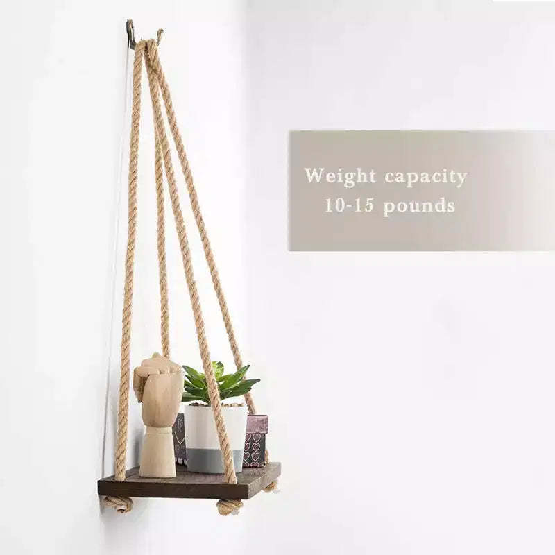 Oumilen Rope Hanging Shelves Set of 4, Brown