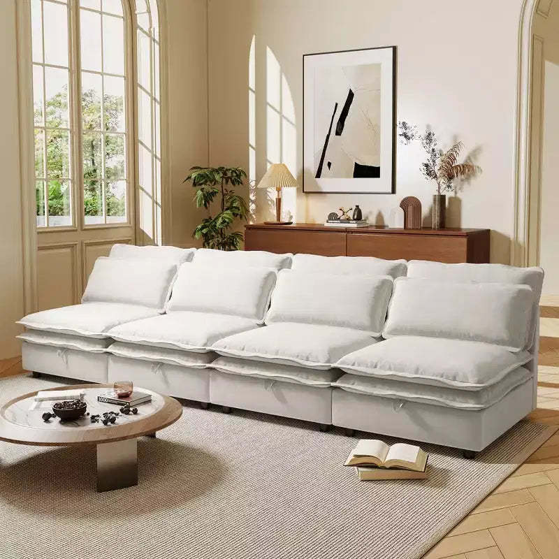 Modern Large U-Shaped Modular Sofa, Freely Combinable 6/4-Seater Sofa Couch with Double-Layer Cushion & Storage Function - ModernLuxe