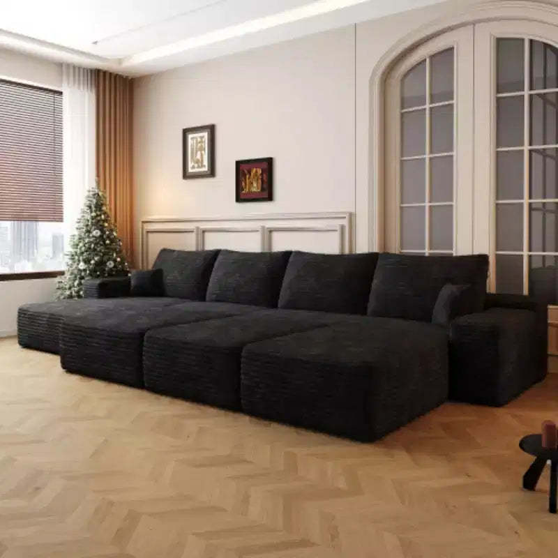 Large Size Modular Cloud Sofa 6 Seats Down Sofa Apartment Living Room Sofa ,No Assembly Required,Black