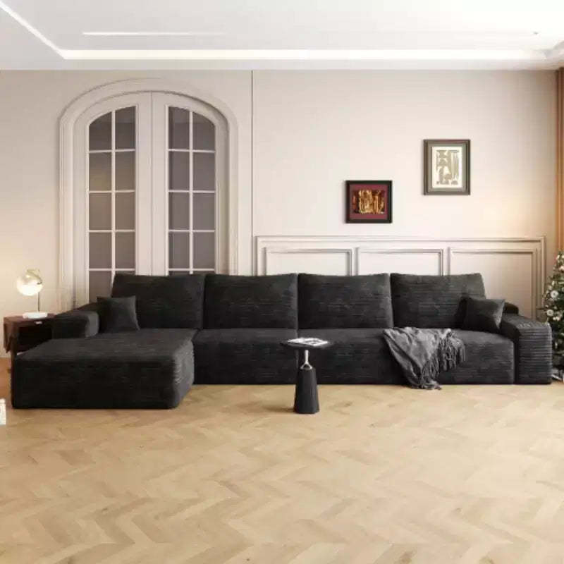 Cloud Couch with L-Shape Chaise,Modern Modular Sofa with Deep Seat, Upholstered Couches for Living Room Bedroom Black