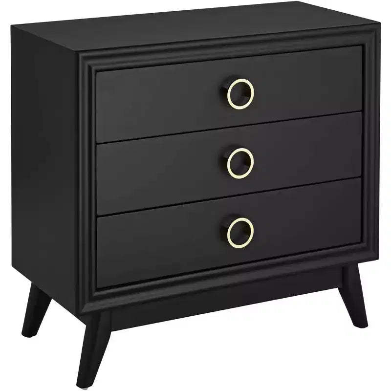 Crestview Collection Oslo 32W Black 3-Drawer Accent Chest