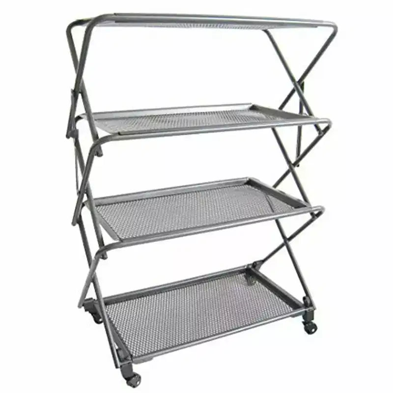 Zenithen Limited Four Shelf Folding Rack with Fold-Away Wheels