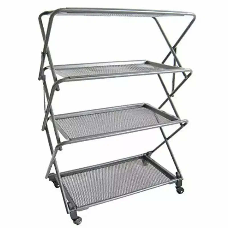 Zenithen Limited Four Shelf Folding Rack with Fold-Away Wheels