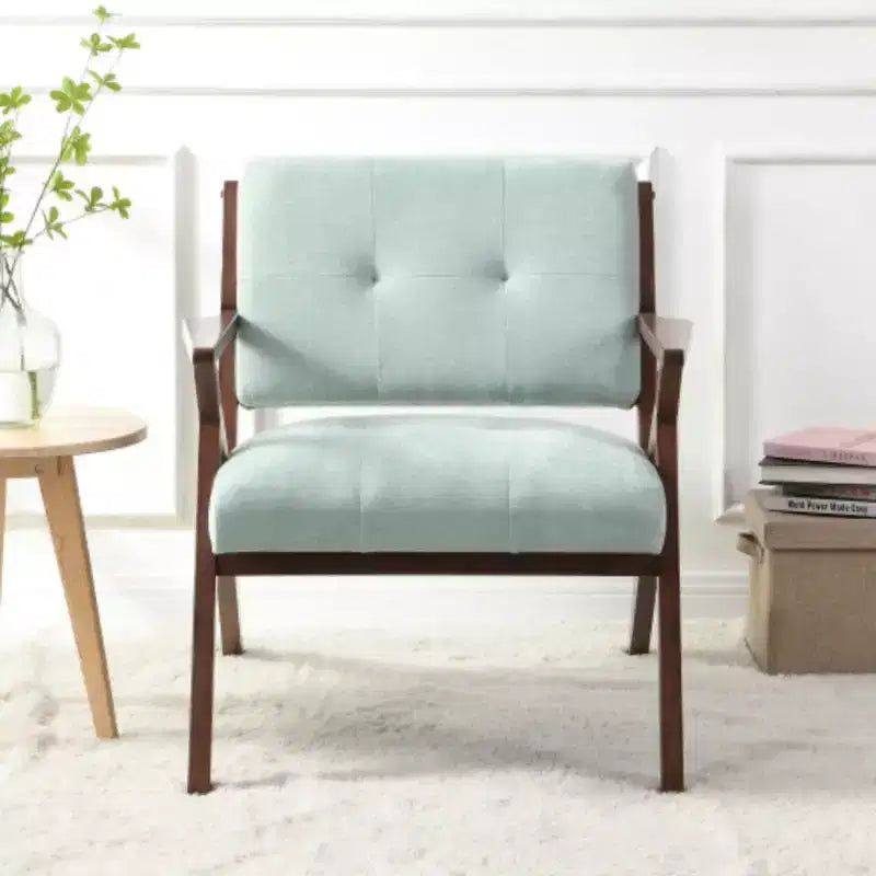 30 Mid-Century Chair: Plush, Angled Arms, Wood Frame - Cozy for Living, Bedroom, Office