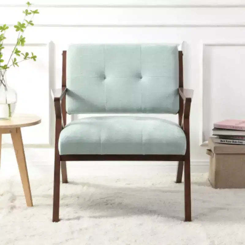 30 Mid-Century Chair: Plush, Angled Arms, Wood Frame - Cozy for Living, Bedroom, Office