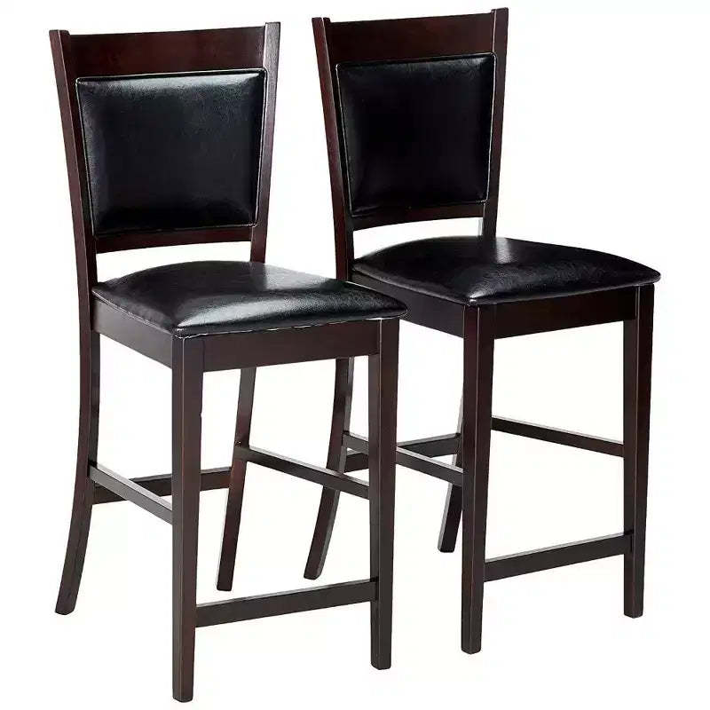 Simple Relax Set of 2 Counter Height Chairs in Black and Espresso