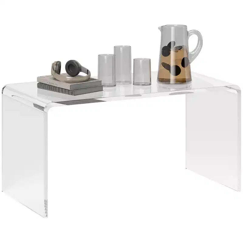 HOMCOM Rectangle All Acrylic 15mm Thick Waterfall Coffee Table, Clear