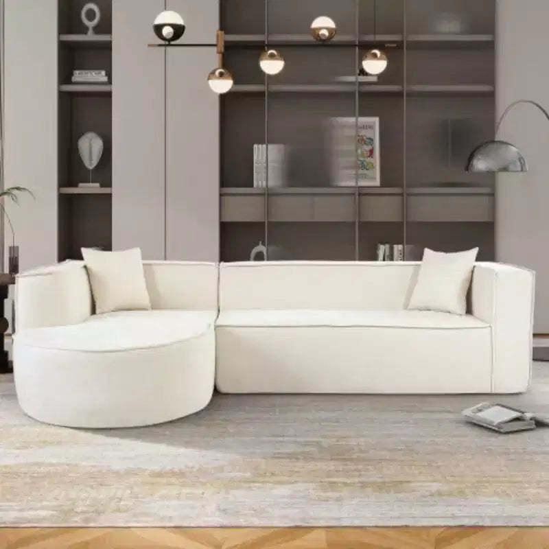 Modern Style Sectional Sofa,Sponge Sectional Sofa Couch,Modular L-Shape Sofa Couch with Elegant curved design and luxurious chenille fabric,two throw pillows,for Living Room, Study
