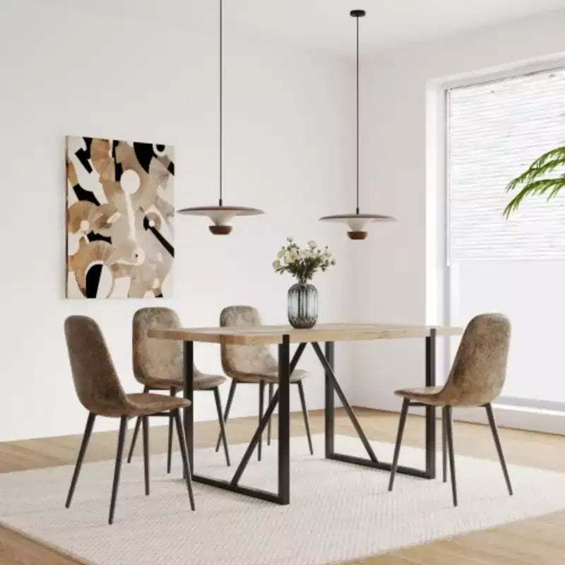 4-Pack Modern Suede Upholstered Spoon-Shape Dining Chairs for Kitchen/Dining Room