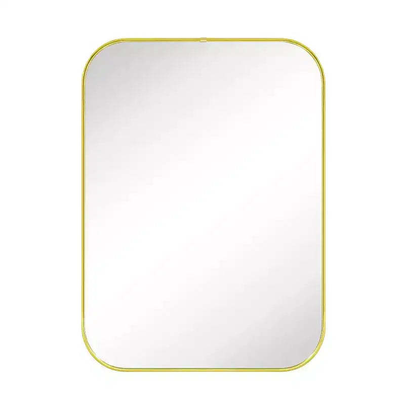 TEHOME Lucia Small Contemporary Rounded Rectangular Framed Wall Mounted Bathroom Vanity Mirror in Gold