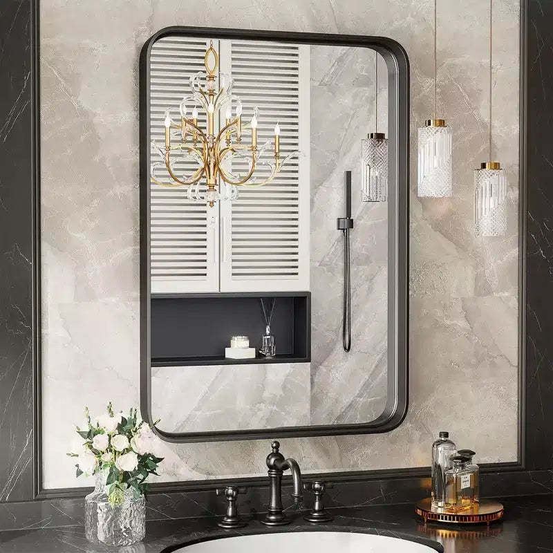 Square Bathroom Mirror, Vanity Mirror, Wall Mirror, Aluminum Alloy Frame Wall Mirror, Farmhouse Style