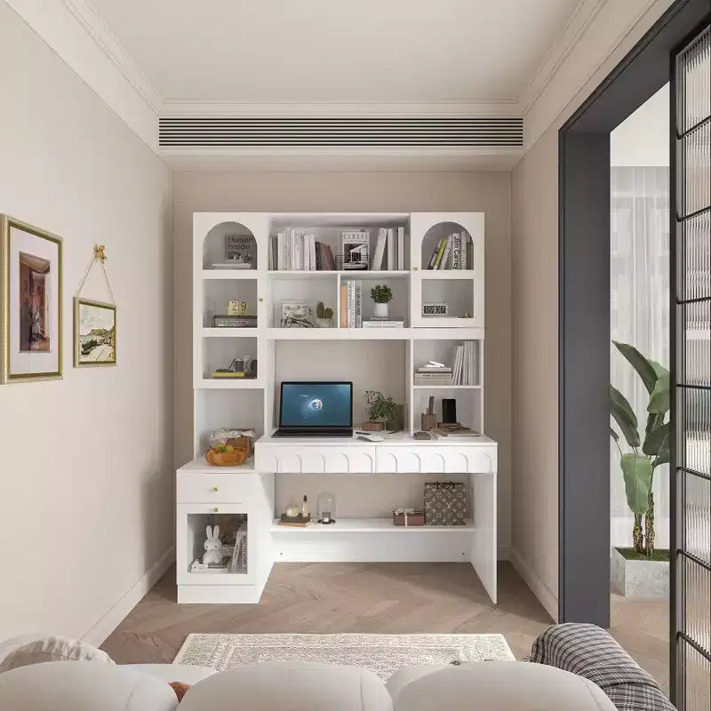 Famapy Home Office Desk Single Computer Desk with Top Storage Modern Style