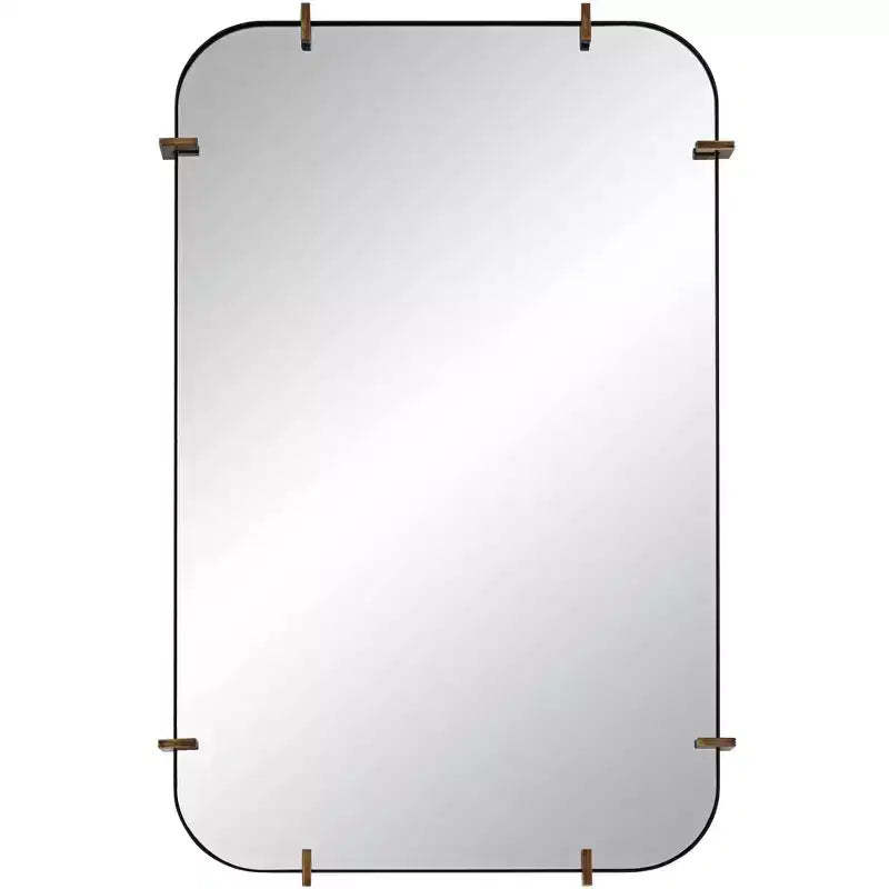 Uttermost Radius 24 x 38 Black Rounded Edge Wall Mirror