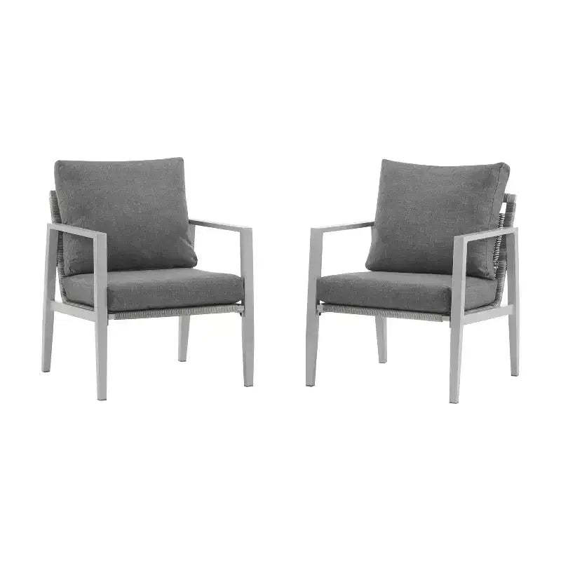 Christopher Knight Home Riley Outdoor Rope and Aluminum Upholstered Club Chair (Set of 2)