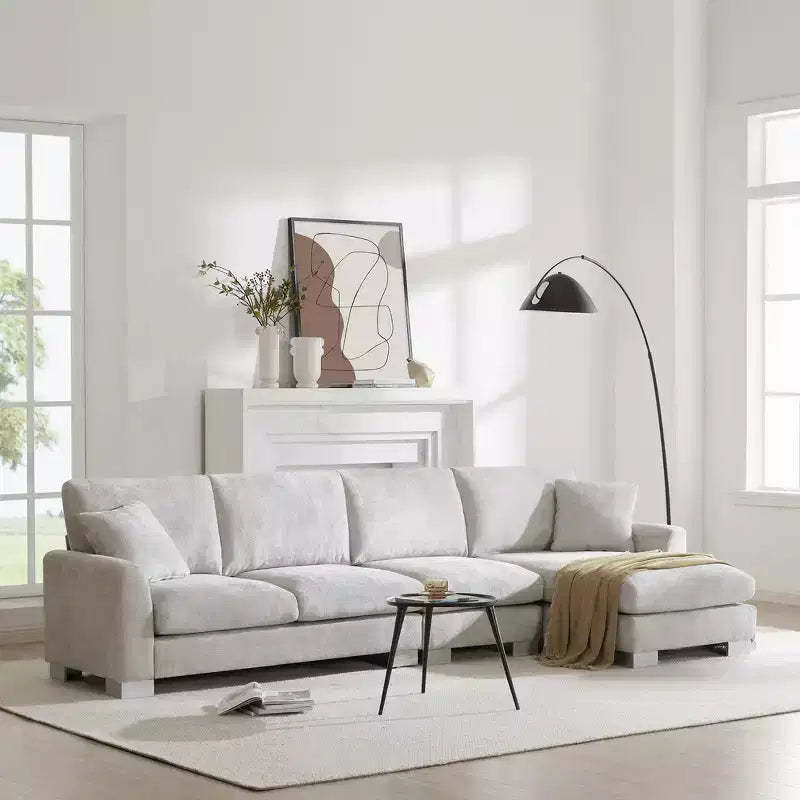 Whisen Modern Oversized Sectional Sofa, L-shaped Luxury Couch Set with Chaise and 2 Pillows
