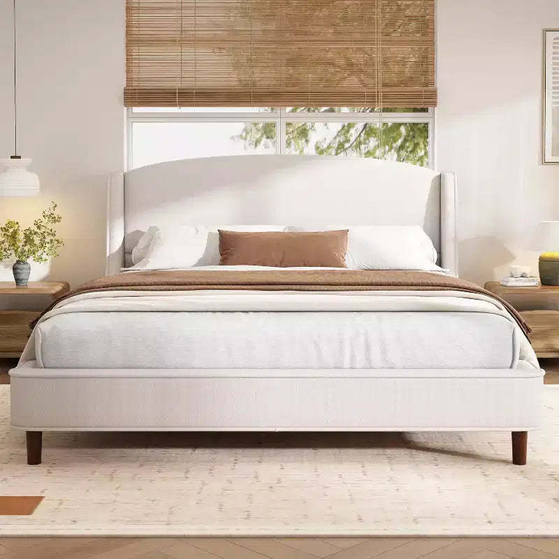 Christopher Knight Home Kristy Upholstered Platform Bed with Wingback Headboard