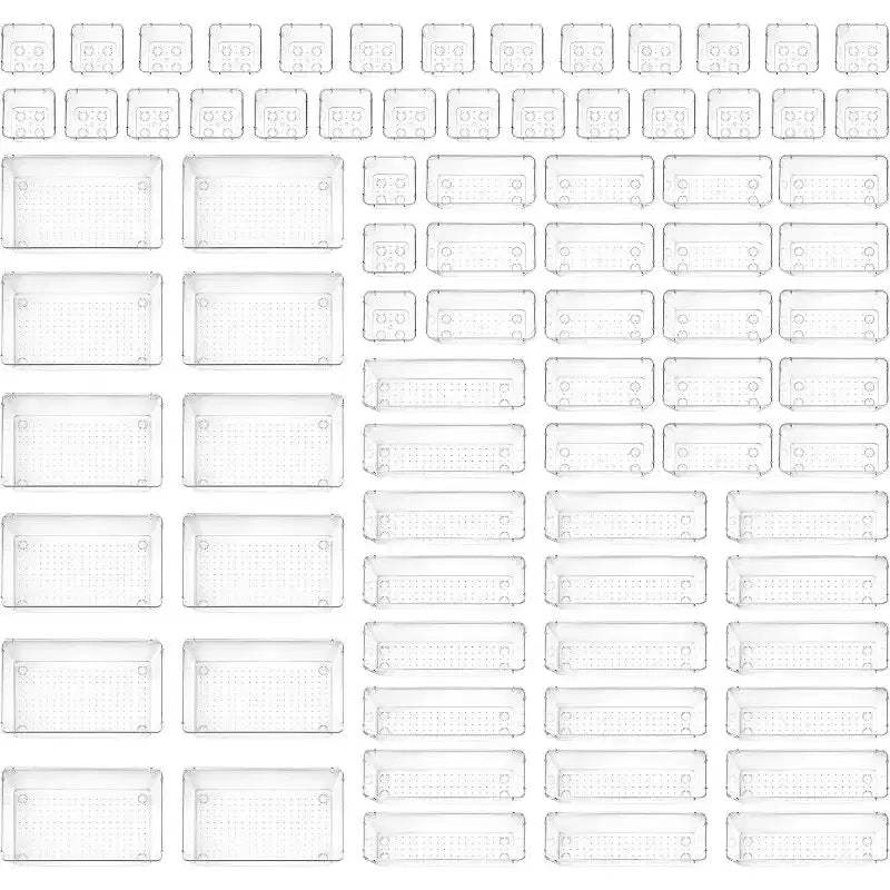 Plastic Drawer Organizers Set,Pack of 72 Colour:Clear