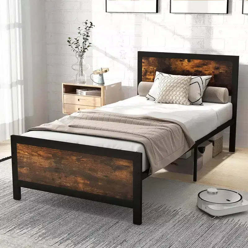 Costway Twin/Full/Queen Size Metal Bed Frame with Headboard & Footboard Metal Slats Support