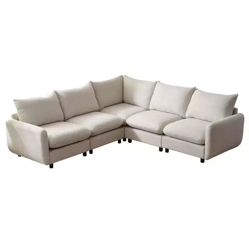 Christopher Knight Home Acker 5 Pieces Modern Upholstered Modular Sectional Sofa Set, White