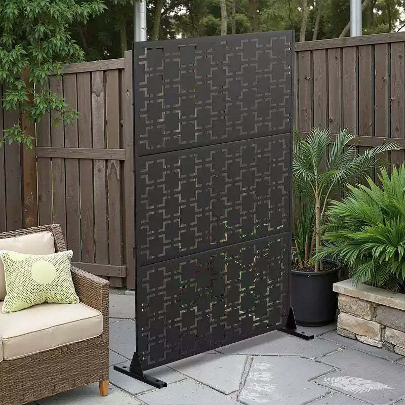 71.37x46.8x15.6 Inch Square Black Galvanized Sheet Screen - Durable Home Partition Material