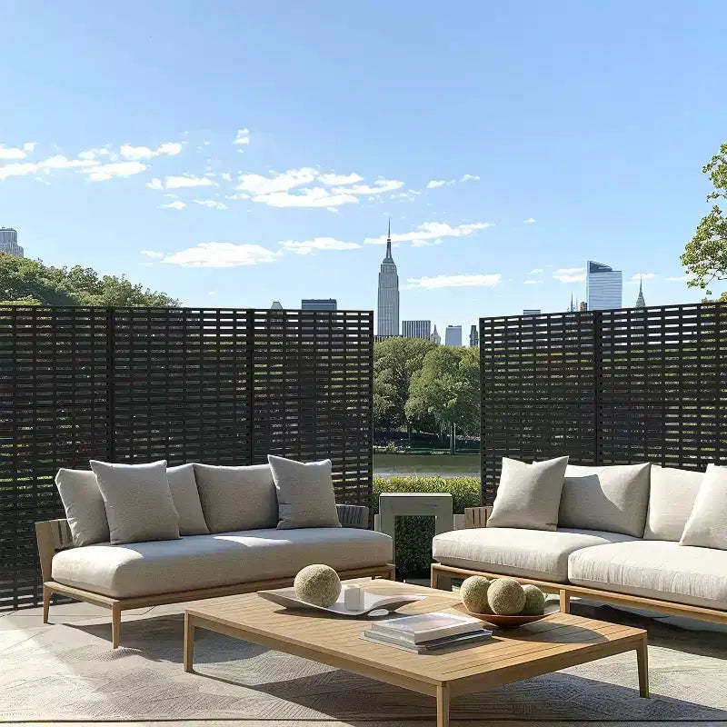 Abraham Grid Black Galvanized Steel Screen 183*120*40cm