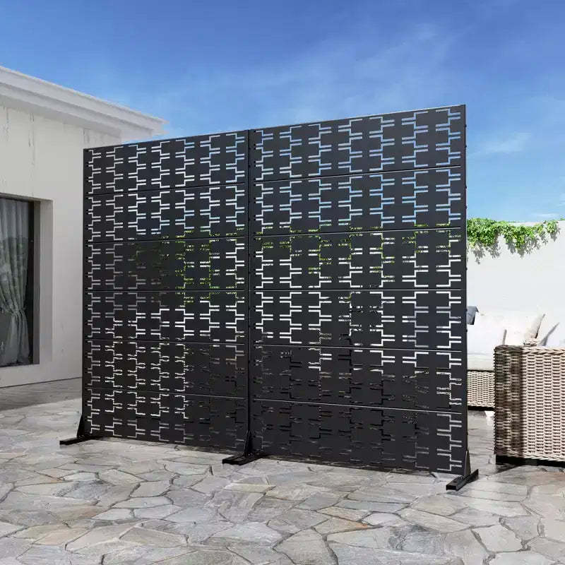 Brick 01 Black Galvanized Steel Screen 183x120x40cm (6-Piece Set)