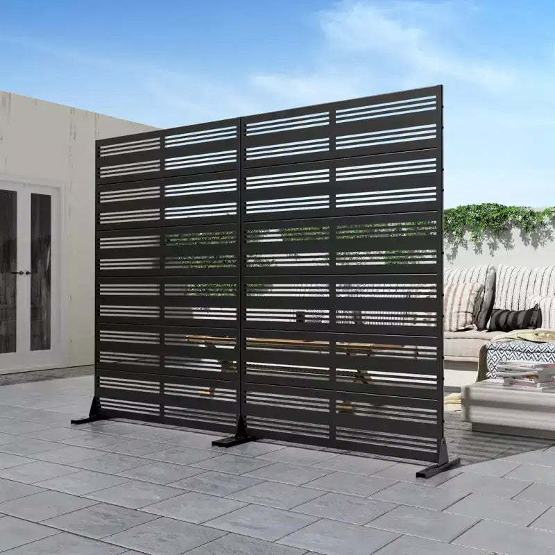 Harold Wide-One Narrow-Two B-Style Louvered Black Galvanized Steel Screen (6-Piece Set)