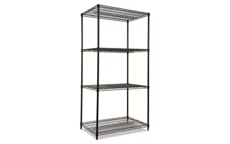 Alera NSF Certified Industrial Four-Shelf Wire Shelving Kit, 36w x 24d x 72h, Black