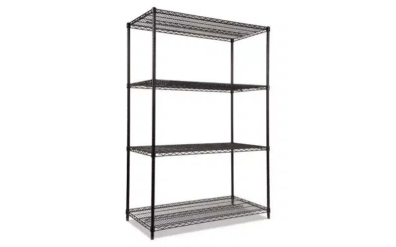 Alera NSF Certified Industrial Four-Shelf Wire Shelving Kit, 48w x 24d x 72h, Black