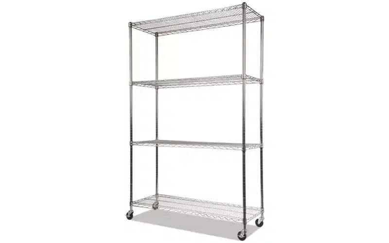 Alera NSF Certified 4-Shelf Wire Shelving Kit with Casters, 48w x 18d x 72h, Silver