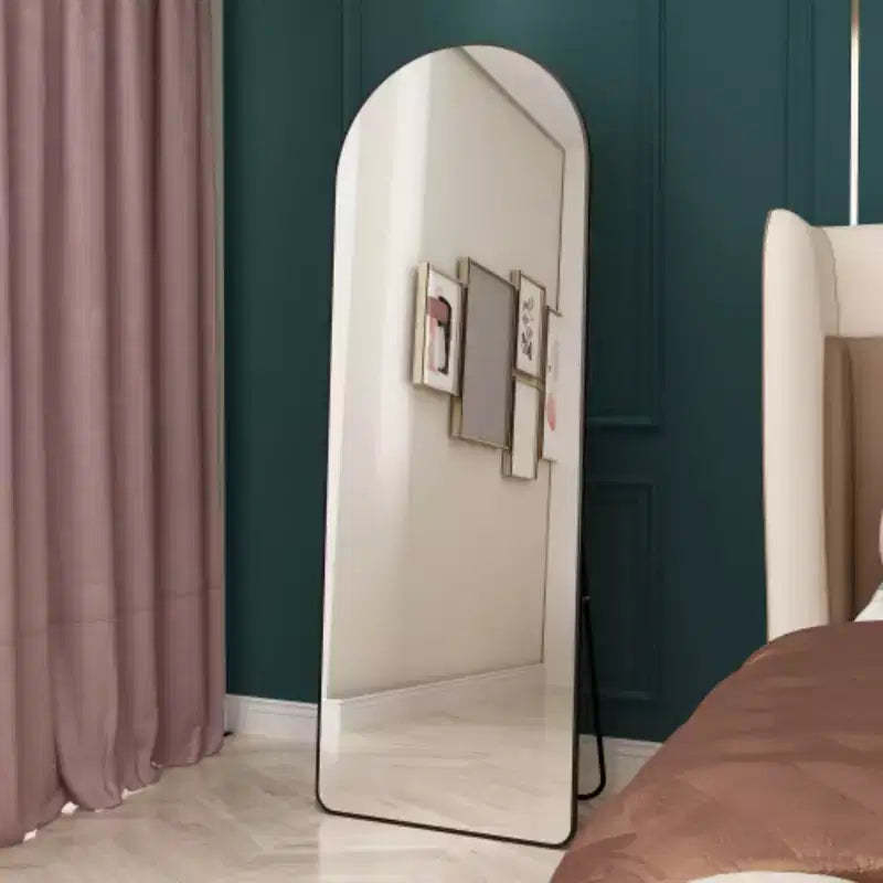 Floor-Mounted Full-Length Mirrors, Aluminum Alloy Arched Frame for Bathroom, Bedroom, Porch, Clothing Store