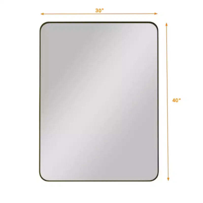 30x40 Black Rectangular Wall Mirror: Metal Frame, Vanity, Dressing - Ideal for Bath, Living, Bed