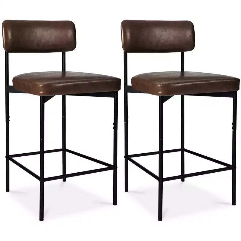 Best Choice Products Set of 2 Faux Leather Counter Stools for Kitchen Island and Dining w/ Metal Frame
