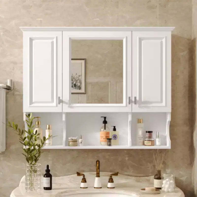 35 x 28 Modern Mirrored Bathroom Medicine Cabinet with Open Shelves