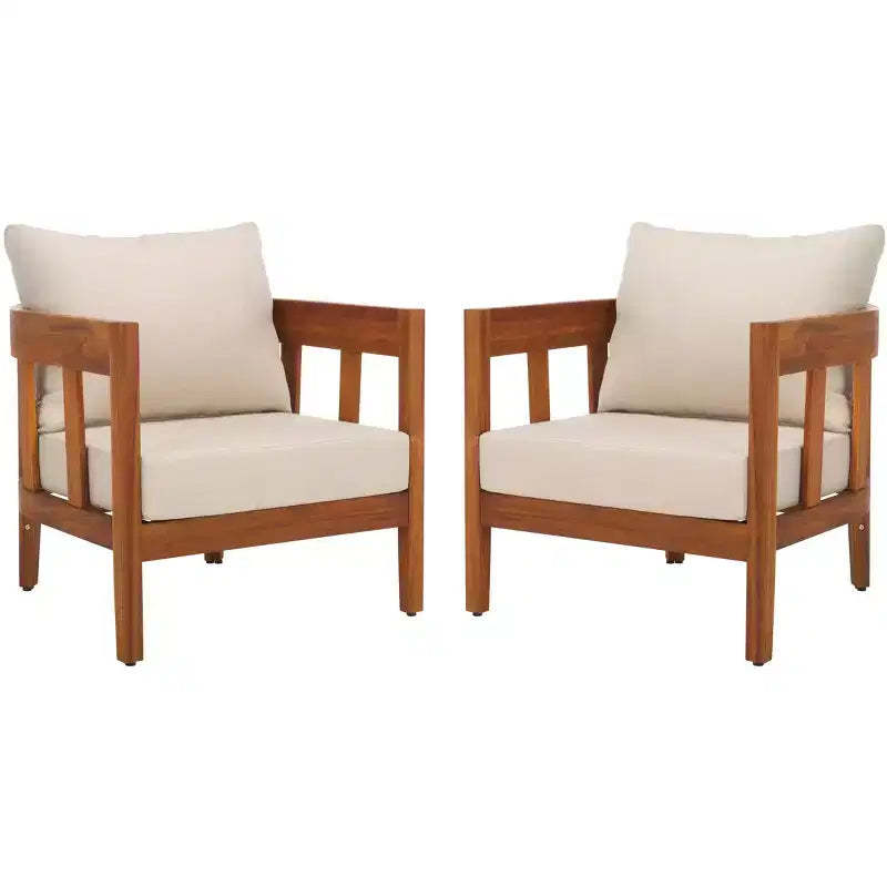 Owen Patio Chair Indoor/Outdoor (Set of 2) - PAT7085 - Natural/Taupe - Safavieh