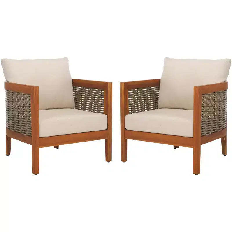 Amanda Patio Chair Indoor/Outdoor (Set of 2) - PAT7089 - Natural/Taupe - Safavieh