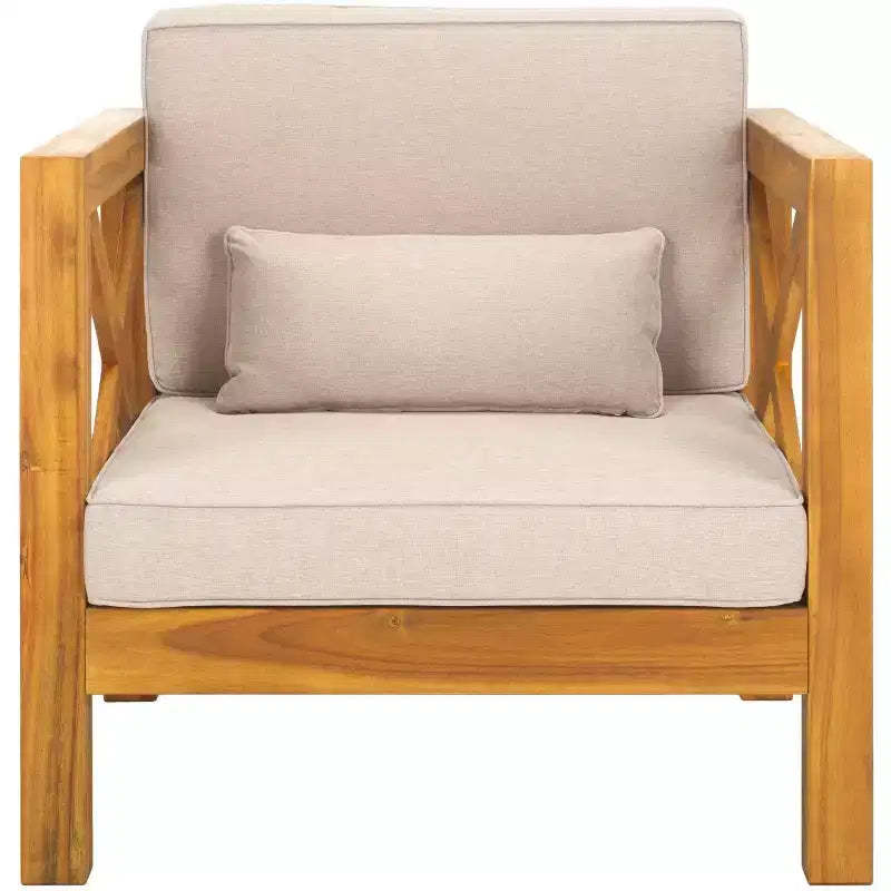 Crewe Chair W/ Cushions Indoor/Outdoor - PAT7323 - Natural/Light Grey - Safavieh