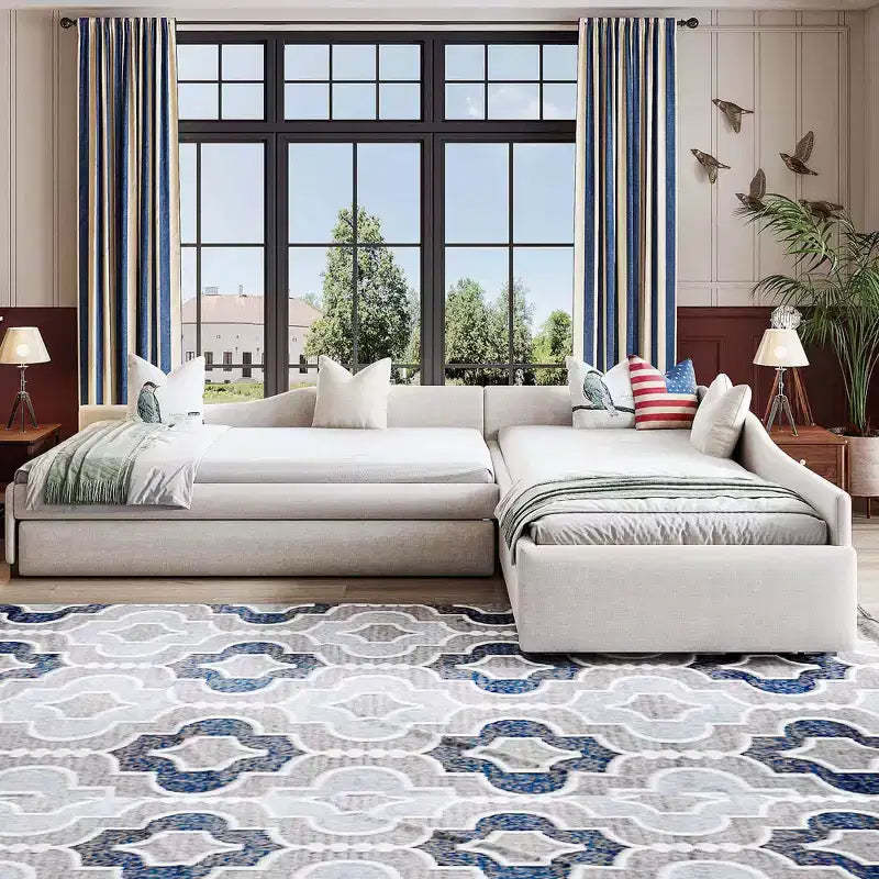 Whisen Upholstered Double Twin Size Daybed with Trundle and Drawer