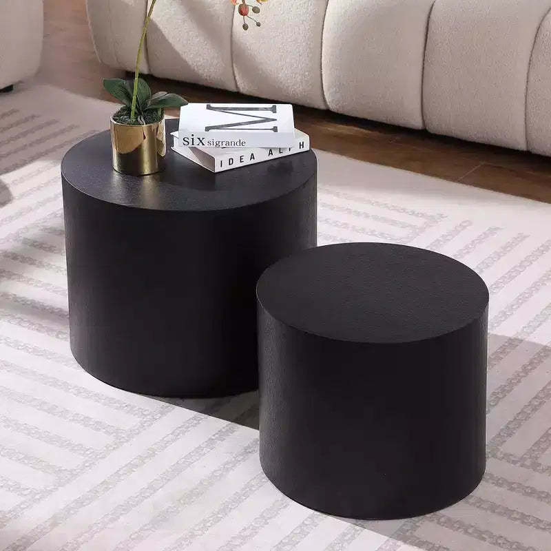 MAYEERTY 2-Piece Round Coffee Table Set No Assembly Living Room Office Bedroom