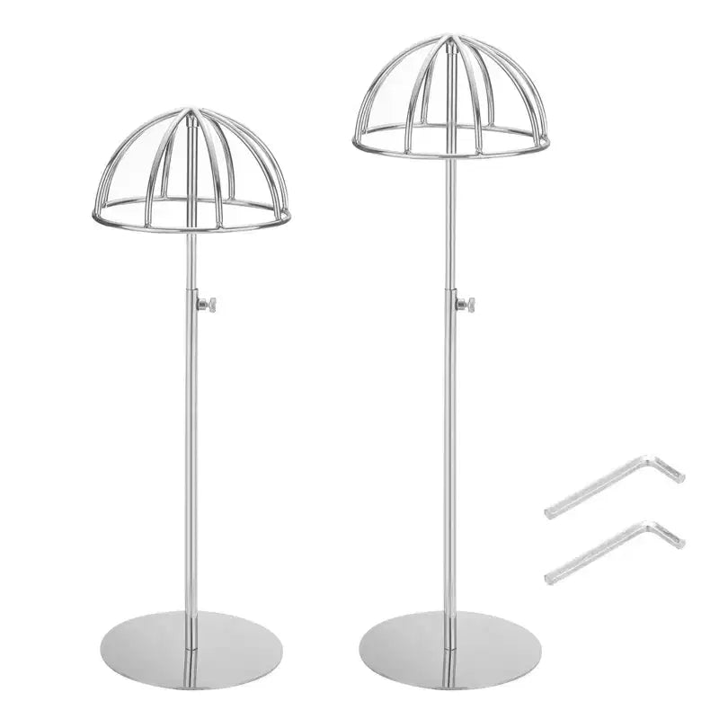 Unique Bargains Non-Slip Stainless Steel Adjustable Height Wigs Hat Display Stand Holder 2 Pcs