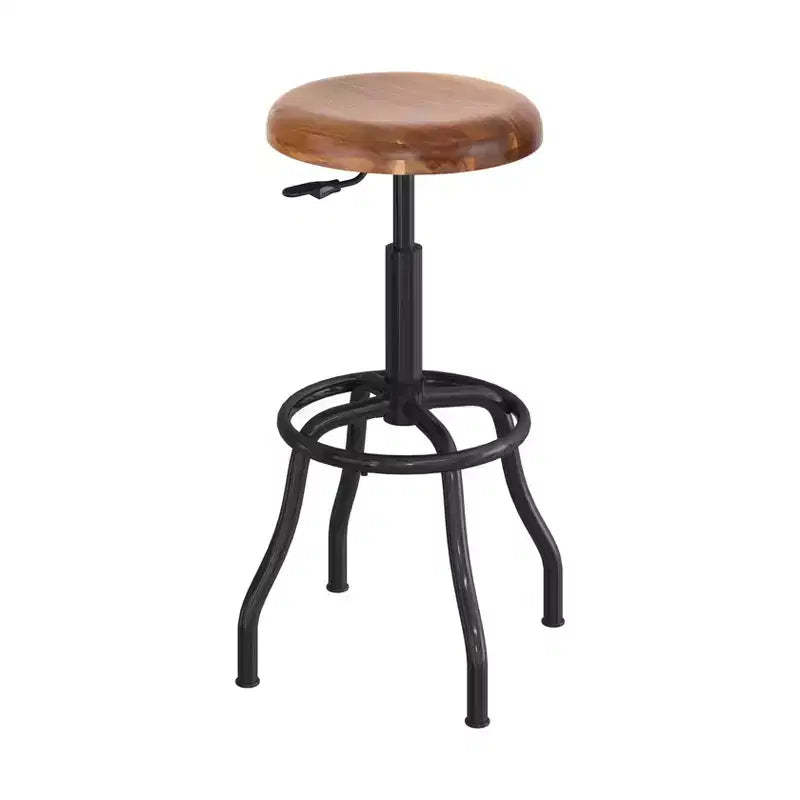Seville Classics Acacia Wood Top Pneumatic Adjustable Work Stool