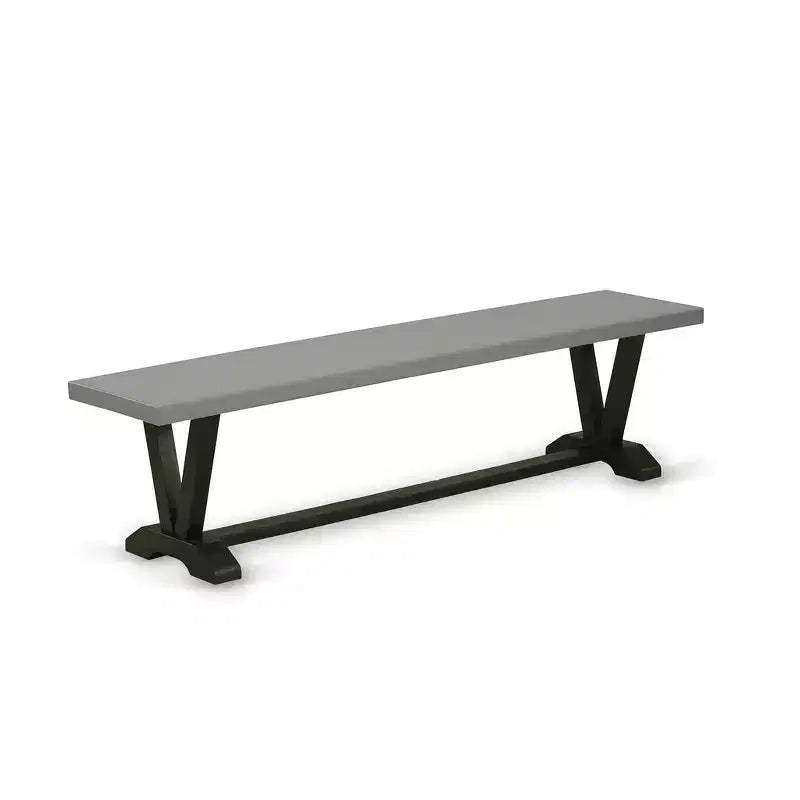 HomeStock Modern Dining Table Bench with Wood Seat, 72x15x18 Inch, Brushed Black