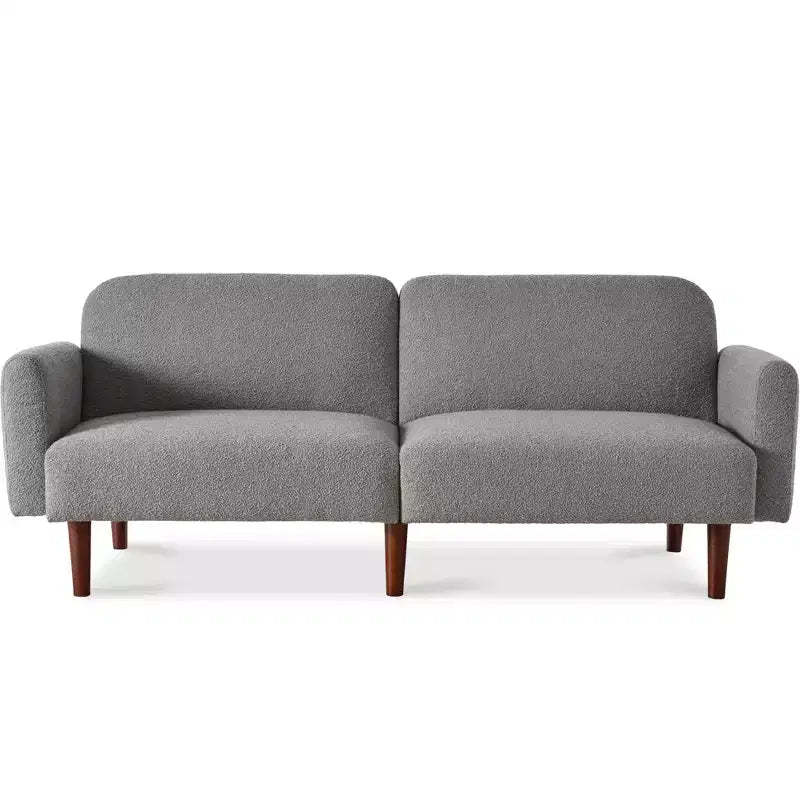 Best Choice Products Curved Convertible Futon, Boucle Fabric Split-Back Sleeper Bed