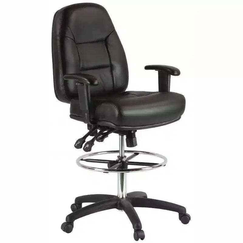 HARWICK PREMIUM LEATHER DRAFTING CHAIR WITH ARMS