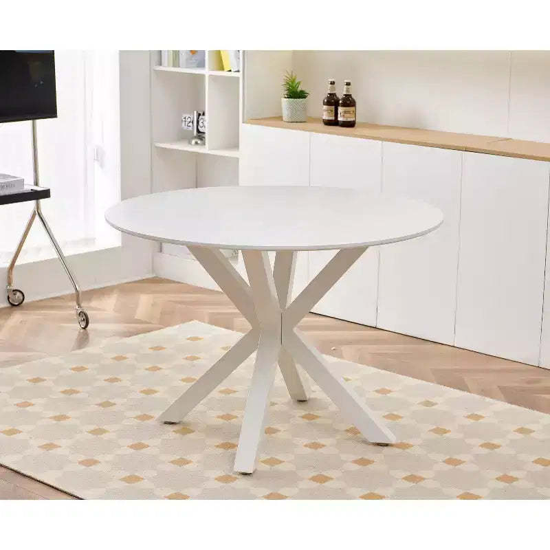 MAYEERTY Table 42.1in White Mid Century Pedestal Coffee Table Cross Leg