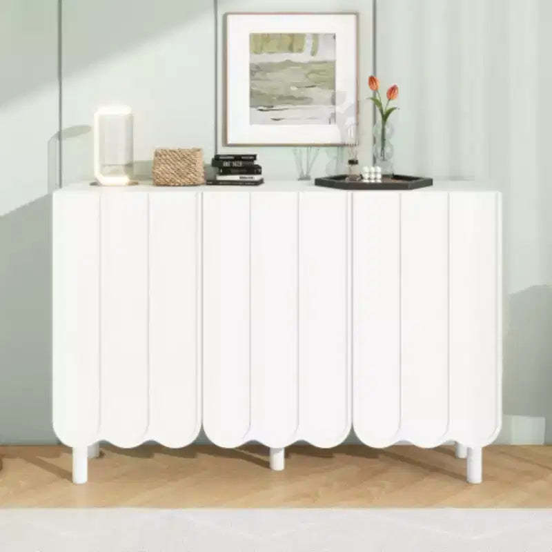 Living Room Storage: Cream Minimalist Shoe Cabinet with Adjustable Shelf